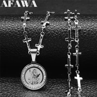 small archangel michael angel stainless steel crystal choker necklace silver color necklaces chain jewelry bijoux n8033s02