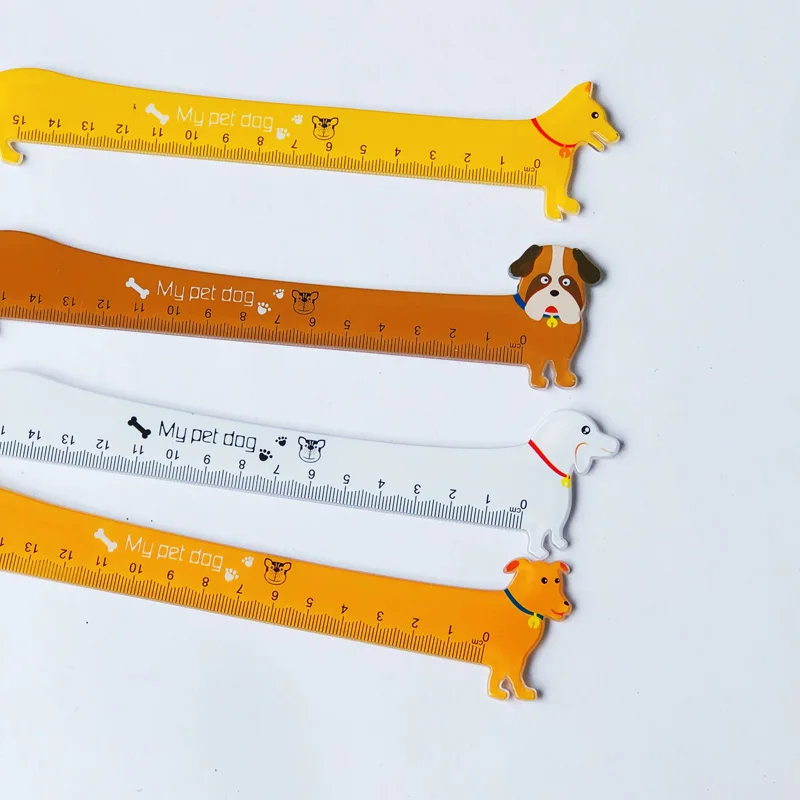 1PC Kawaii Puppy Dog 15CM Plastic Straight Ruler Measure Study Drawing School Stationery |