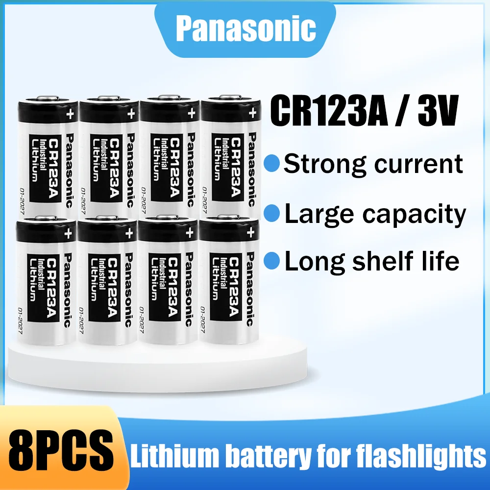 Оригинальные литиевые аккумуляторы Panasonic CR123A 3 в 8 шт. CR123 CR17345 DL123A EL123A для камеры