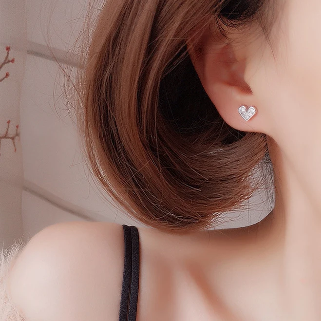 Новые корейские серьги очаровательные с кристаллами и сердечками для женщин
