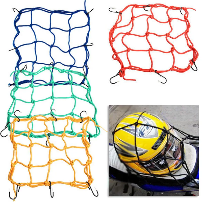 

VODOOL Universal 6 Hooks Bungee Cargo Net Motorcycle Motorbike Helmet Hold Down Fuel Tank Luggage Mesh Storage Organizer Net Bag