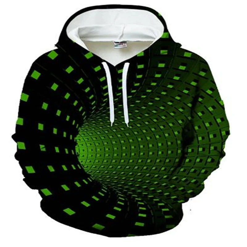 

Three-dimensional tunnel 3D printing geometric hoodie men's spring and autumn black hoodie personality sports pullover
