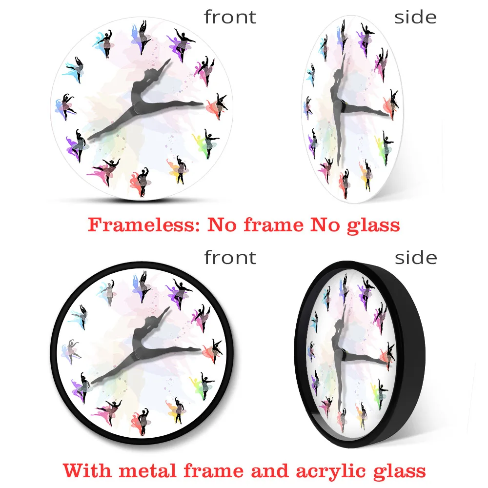 Танцующая балерина большой вес женские красочные настенные часы с принтом