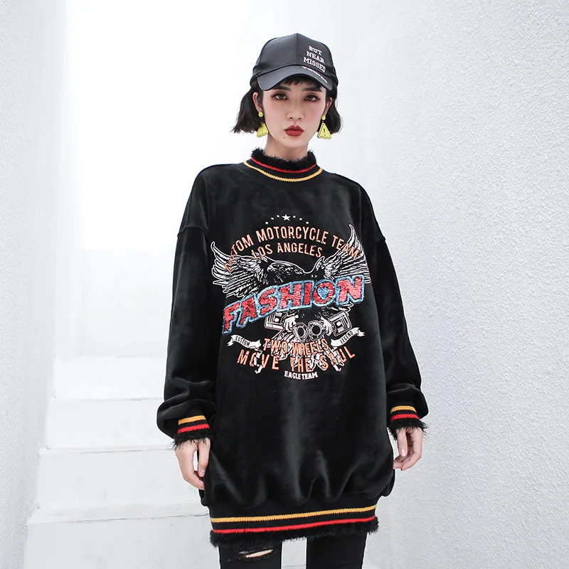 

New sweater women loose thick pullover plus fleece 2020 autumn and winter street bottoming sweater women