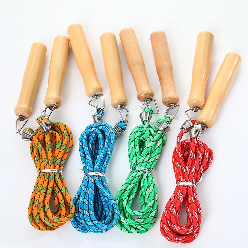 Хлопковая резиновая скакалка с деревянной ручкой спортивное оборудование для