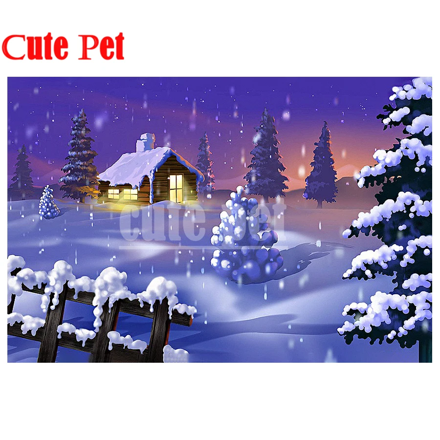 

Diamond Art oil painting Kit Winter Wooden House 5d diamond painting diy full diamond home wall decoration art embroidery inlay