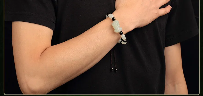 

Wholesale Xinjiang Hetian Jade Brave Bracelet Men and Women White Jade Brave Braided Bracelet Lovers