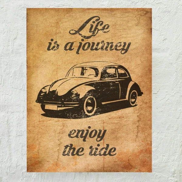 

Classic Life Is a Journey Enjoy the Ride - Beetle Tin Sign Retro Metal Sign Metal Poster Metal Decor Wall Sign