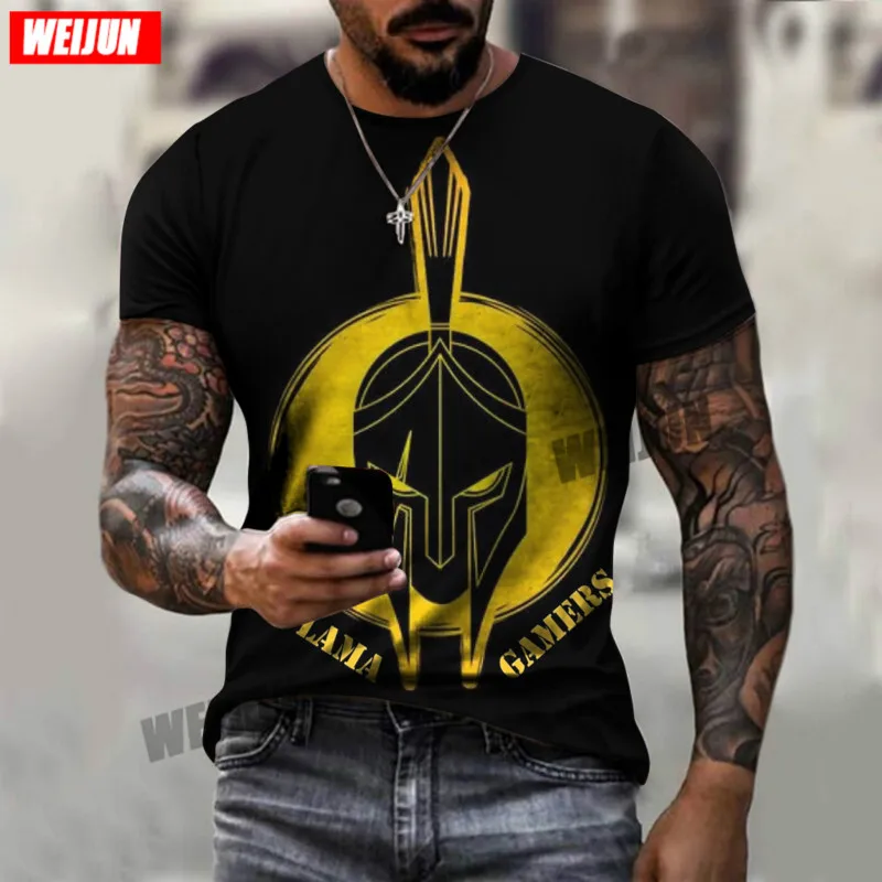 Футболка мужская с 3D-принтом спартанской головы летняя дышащая универсальная