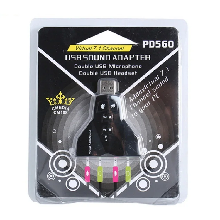 

USB Sound Card Mini 3D 7.1 Channel Dual Earphones Independent Chip Mixing