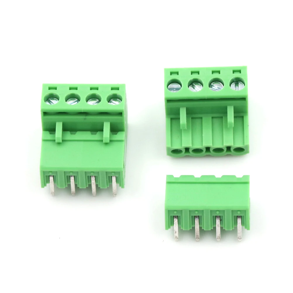 

20pcs(10 male+10 female) 4Pin Pluggable Terminal Block Pitch Plug-in Screw Terminal Block Connector Right Angle