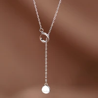925 sterling silver round pandent choker necklace for women charm jewelry clavicle chain necklace classic party jewelry