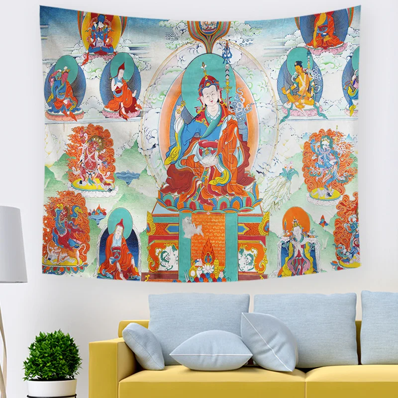 

Buddha Statue Tapestry Buddhism Beach Blanket Bodhisattva Home Wall Decoration Religion Wall Hanging Decoration for Living Room