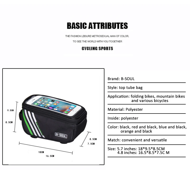 

Cycling Bike Bag Waterproof MTB Road Bicycle Frame Front Tube 5.0 inch Mobile Phone Touch Screen Bag Bike Bicycle Access
