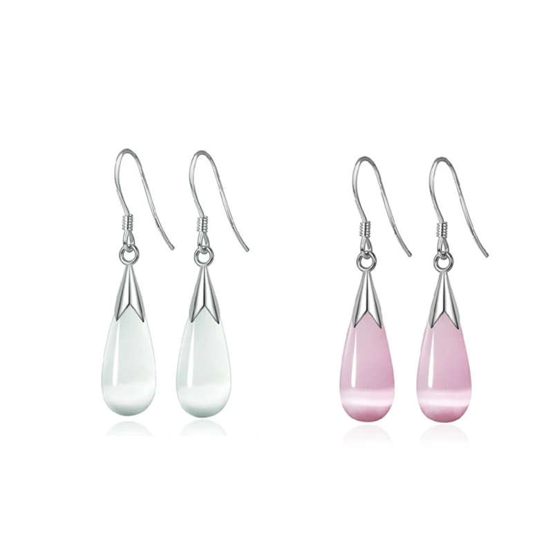 925 стерлингового серебра опал лунный камень кулон жемчужные серьги Элегантные