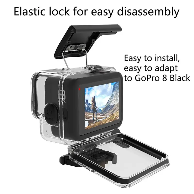 60m Underwater Waterproof Case for GoPro Hero 8 Black Action Camera Protective Housing Cover Shell Frame Accessery | Электроника
