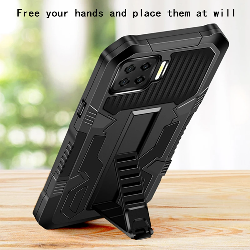 Armor Shockproof Case For OPPO Realme C21 C20 6 5i 6i 7i 5 Pro C3 C11 C12 C15 C17 Cases Bumper Realme 7 8 Q2 Stand Holder Cover