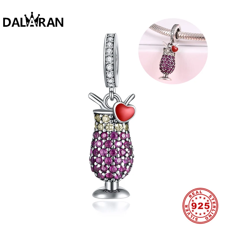 DALARAN 925 Серебряные фиолетовые Подвески с чашкой для коктейлей Висячие бусины