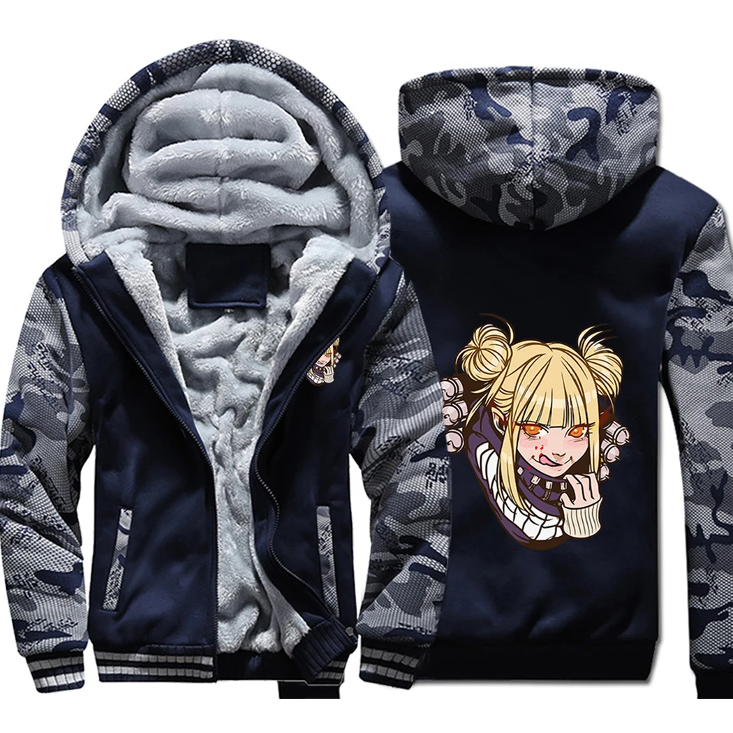 

Japan Anime My Hero Academia Himiko Toga Raglan Thick Hoodies Top Men Jackets Winter Warm Sweatshirts Sweatshirt Raglan Coats