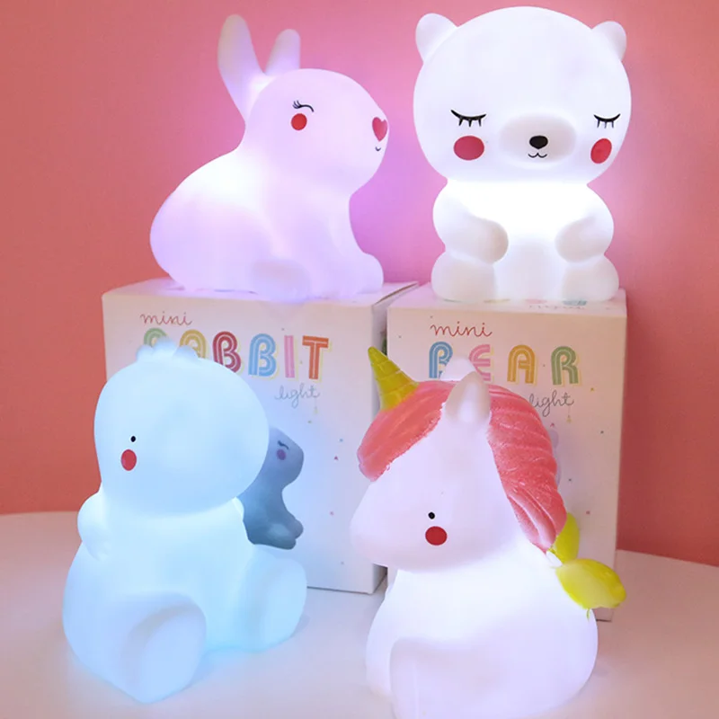 Мультяшный единорог жираф динозавр медведь лампа светильник детские игрушки