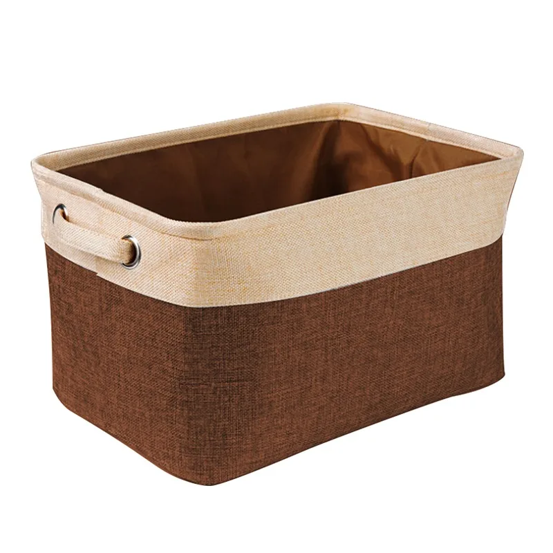 

New Large Folding Linen Fabric Storage Basket Kids Toys Storage Box Clothes Storage Bag Organizer Holder with Handle