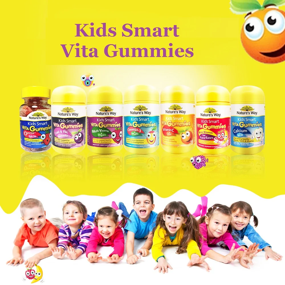 

Nature Way Kids Smart Omega 3 DHA Fish Oi Vita Gummies COLD FLU Supplement Healthy Brain Eye Brain System Nervous Development