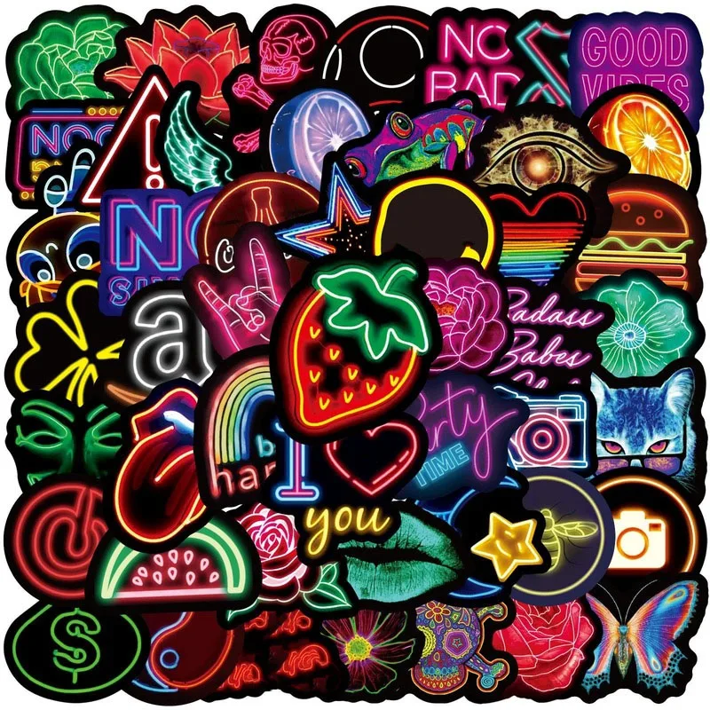 

10/50/100 PCs Neon Styles Stickers for Laptop Water Bottles Cases Motorcycle Bike Kids Teens Gift Funny Cool Vinyl Diy Stickers