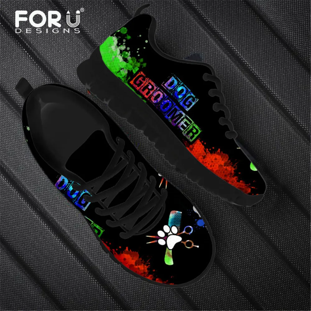 

FORUDESIGNS Shoes Woman Flats Women Sneakers Casual Funny Job-Dog Groomer Printed Fashion Ladies Mesh Light Breathable Zapatos