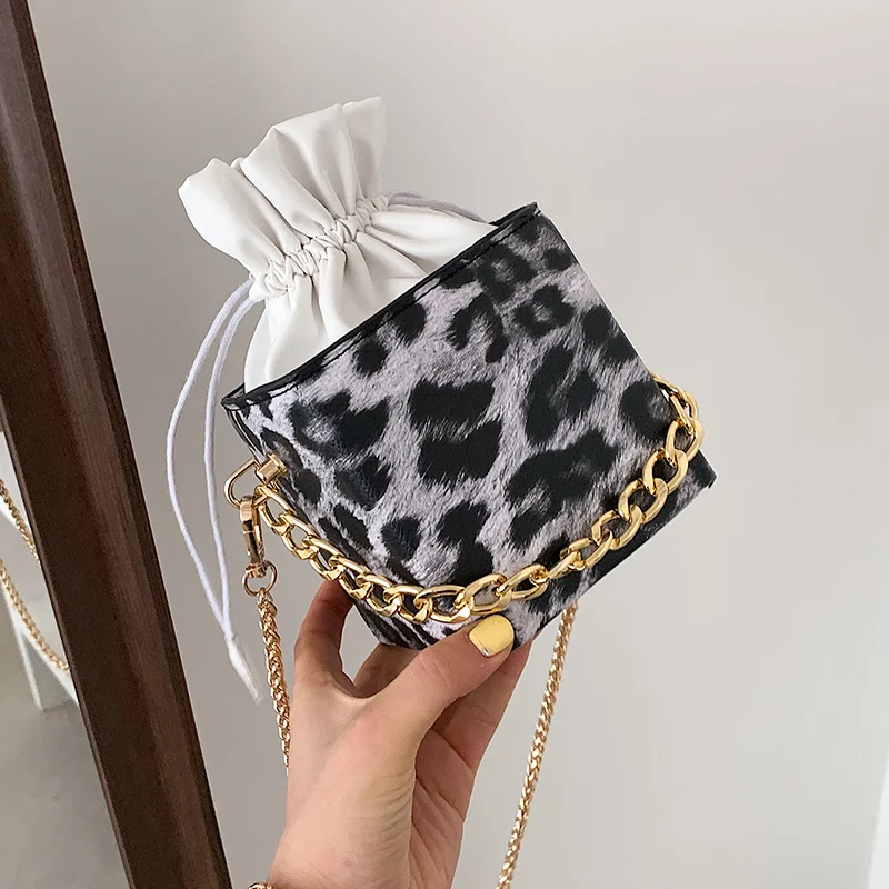

Box Design Small Animal Pattern PU Leather Bag Crossbody 2021 Summer Luxury Brand Chain Shoulder Handbags And Purses