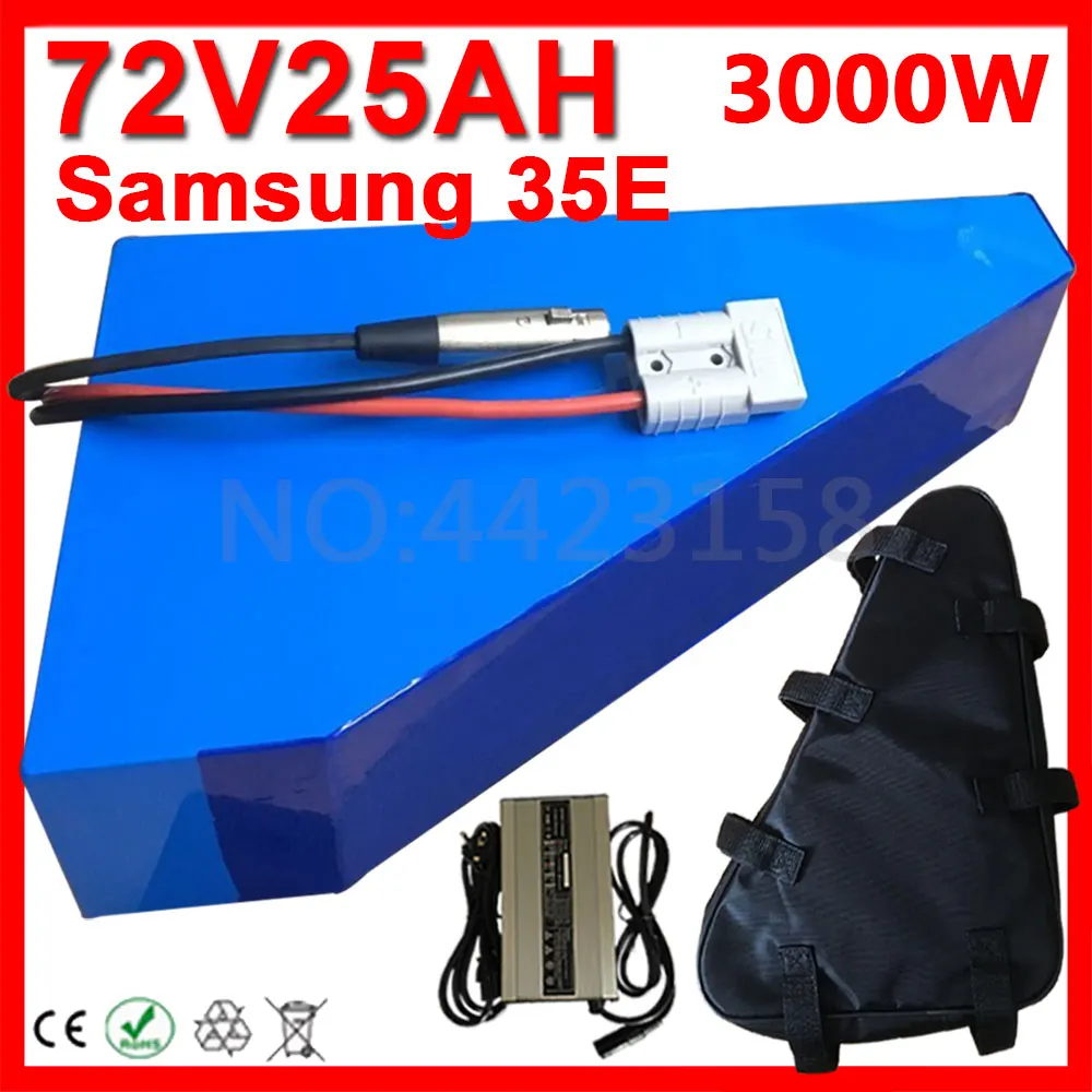 Треугольная аккумуляторная батарея для электровелосипеда 3000 Вт 72 в 14 а/ч 18 А/ч 20 25