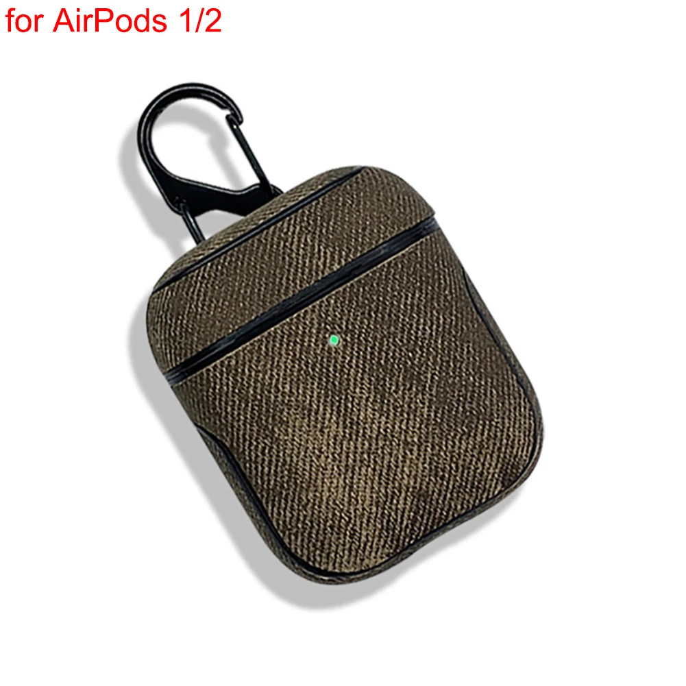Fabric Brown Bluetooth наушники кожаный чехол для Apple AirPods 1 2 Pro ткань анти-потеря противоударный чехол PU кожа для Air Pods 3 с крючком - Цвет: Fabric Brown