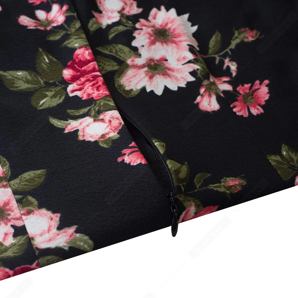 

Women Retro Floral Print Sexy Hollow O Neck Casual Elegant Party Fashion Summer Slim Pencil Dress 1HB534