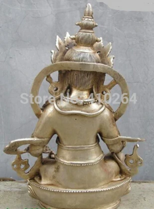 free shipping Details about Tibet Buddhism White Bronze Silver Yellow Jambhala wealth God Buddha Statue |