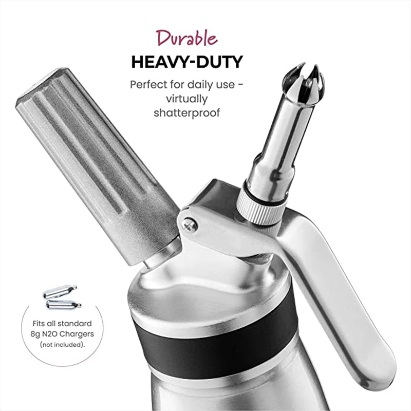 

250Ml Cream Mixer Aluminum Alloy Cream Cream Foamer Homemade Cream Maker with Accessories Decorating Mouth Brush
