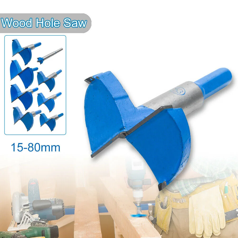 

15-80mm Wood Hole Saw Drill Bit Hard Alloy Blue/Silver Curve head High hardness