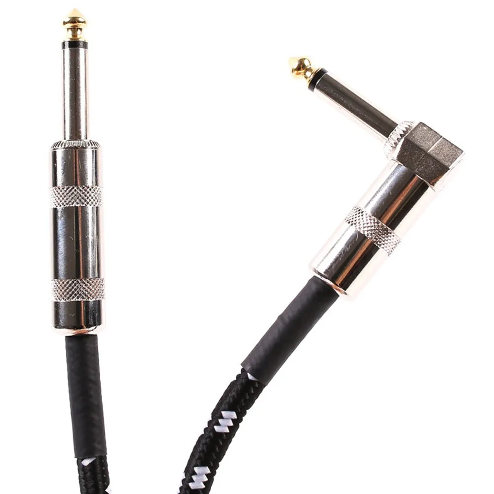 

Electric Guitar Cable 10 Feet Electric Guitar Lead Cable 6.35 Mm 1/4"" Right Angle Braided Bass Cable Electric Guitar Accessorie