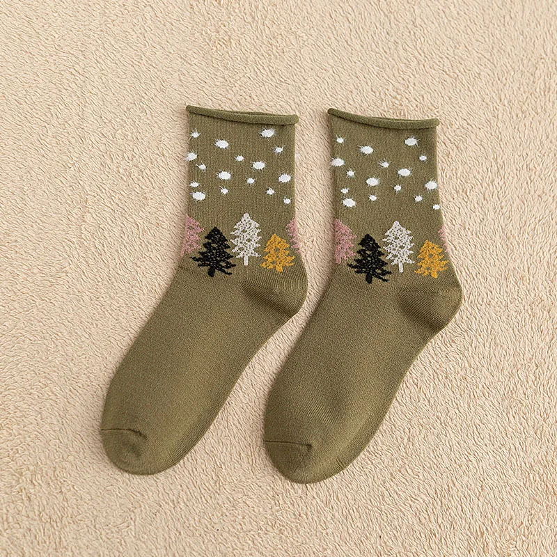 

Harajuku Cartoon Christmas Tree Socks Women Autumn Winter Warm Lovely Socks Female Fashion Funny Fluff Yarn Woman Socks Ladies