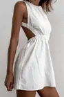Женское сексуальное платье без рукавов, однотонное короткое платье с перекрестной спиной и высокой талией для лета, шикарное и удобное
