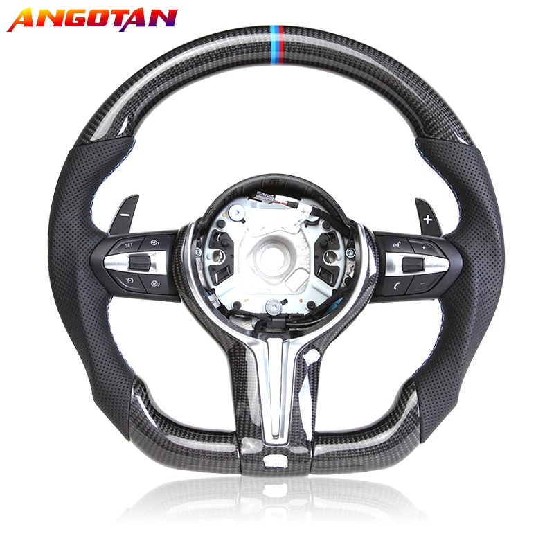 

Sports Steering Wheel Fit For BMW M5 Series X1 X2 X3 X4 X5 X6 Carbon Fiber Perforated Leather Car Steering Wheel