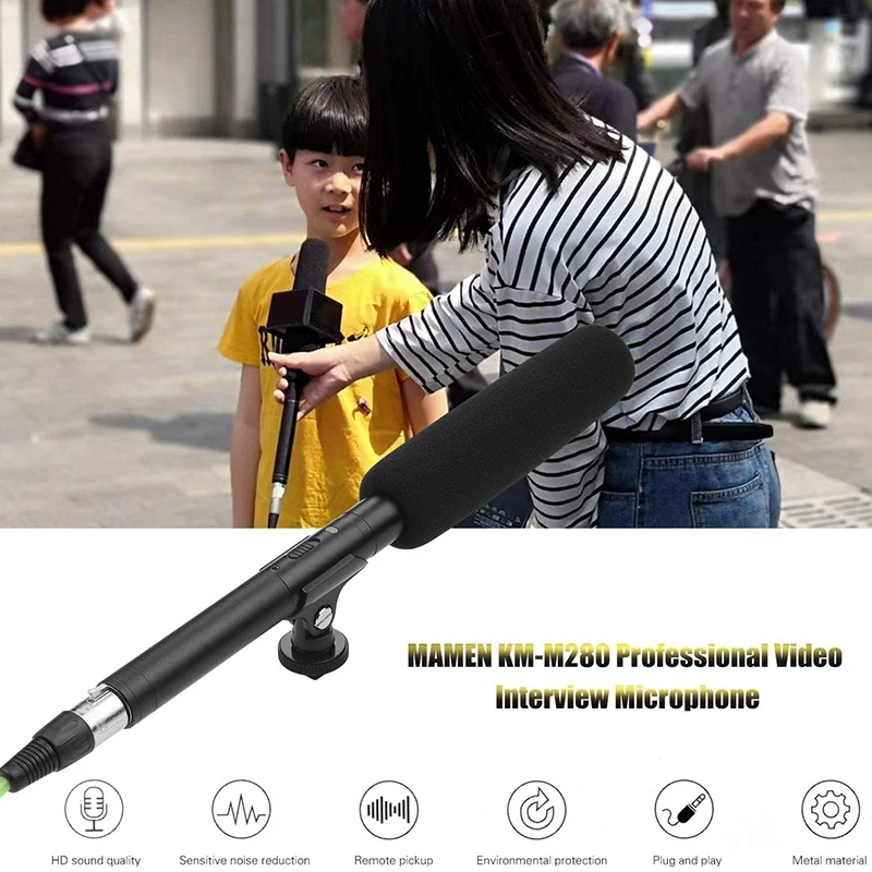 

MAMEN KM-M280 Video Interview Dual Powered Super-Directional Condenser Microphone XLR Connector for DSLR Camera