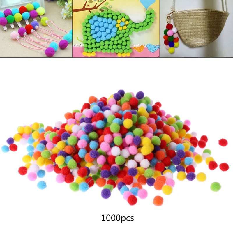 

1000Pcs Soft Round Fluffy Craft PomPoms Ball Mixed Color Pom Poms 12mm DIY Craft 40JC