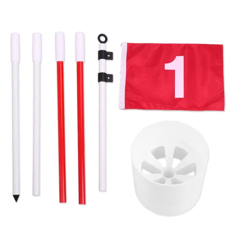 

Portable Golf Flagsticks Pro 5-Section Putting Green Flags Hole Cup Set Golf Pin