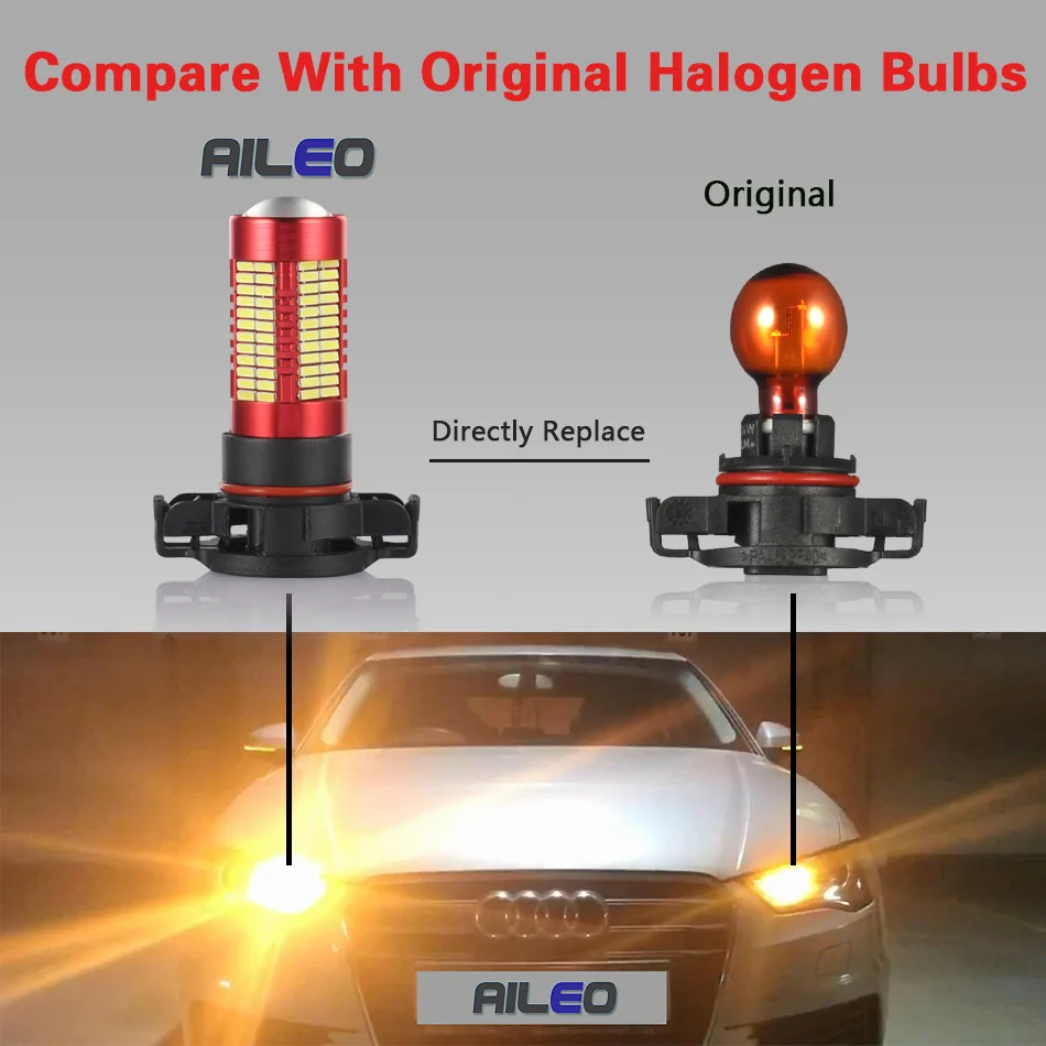 AILEO без ошибок canbus PSY24W светодиодный 106 SMD аварийный свет сигнальные огни для VW Passat B7 TIGUAN Golf MK6 Audi Citroen C5 Opel