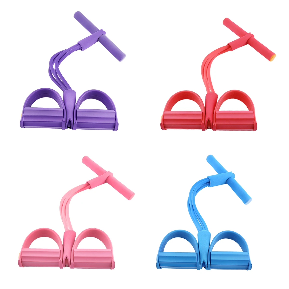 

4-трубчатый эспандер с педалью, эластичный Эспандер, тренажер для фитнеса, живота, талии, домашнее спортивное оборудование