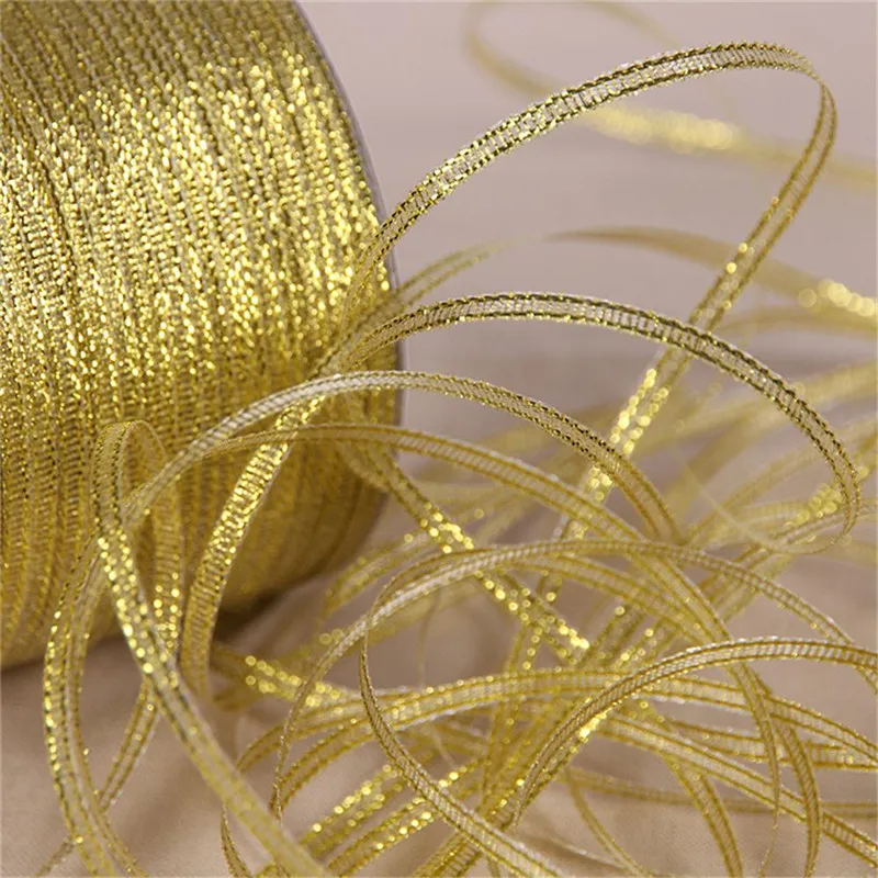 

25 Yards 6mm Silver/Gold Silk Satin Ribbon Party Home Wedding Decoration Gift Wrapping Christmas Scrapbooking Craft DIY Tools