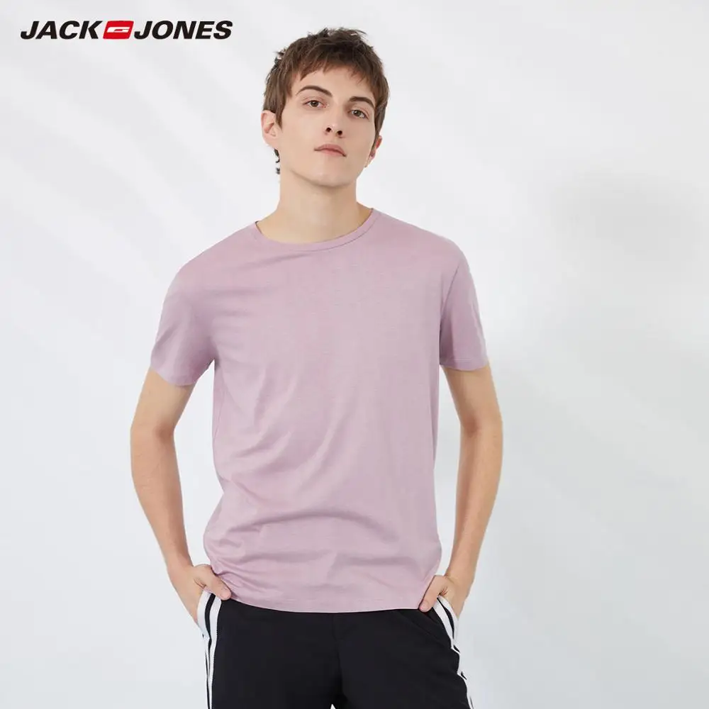 BERRY JackJones, Мужская хлопковая футболка, одноцветная, Ice Cool Touch, ткань, мужская, топ, модная футболка,, фирменная новинка, Мужская одежда, 220101546 - Цвет: BERRY