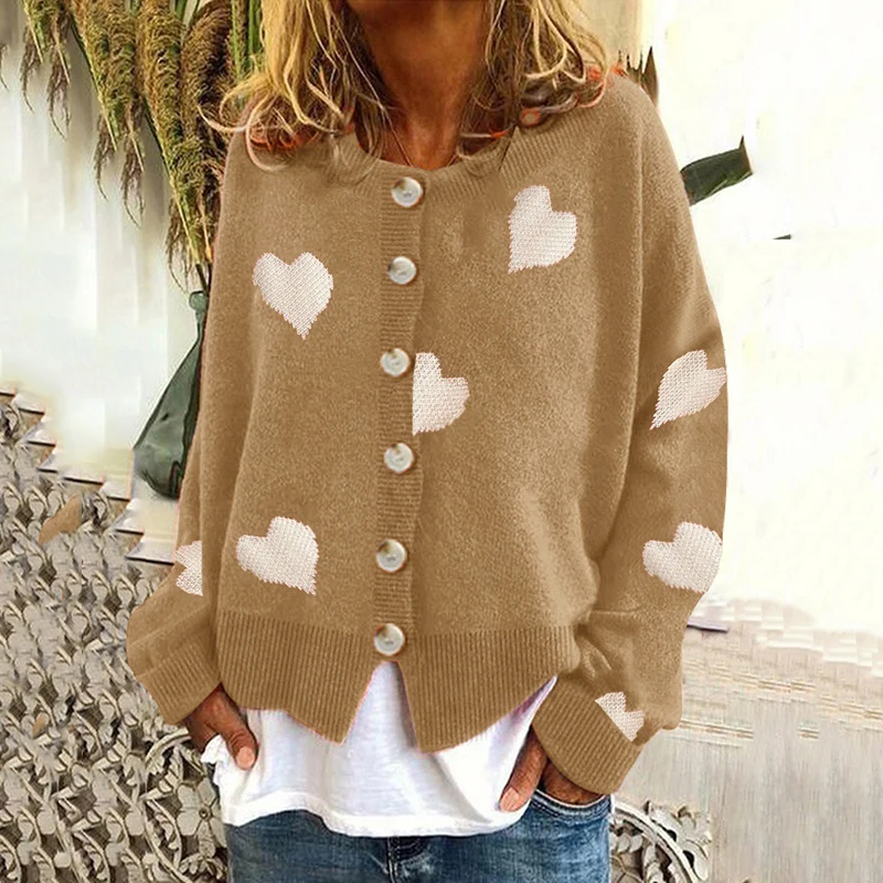 

Women's Sweater Love Embroidery Korean Fashion Chic Single-Breasted Cardigan for Women 2021Winter Warm Knitwear Students Outwear