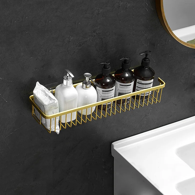 brushed gold aluminum bathroom hardware bathroom shelf storage organizer rack holder bathroom shower shampoo soap cosmetic shelf free global shipping