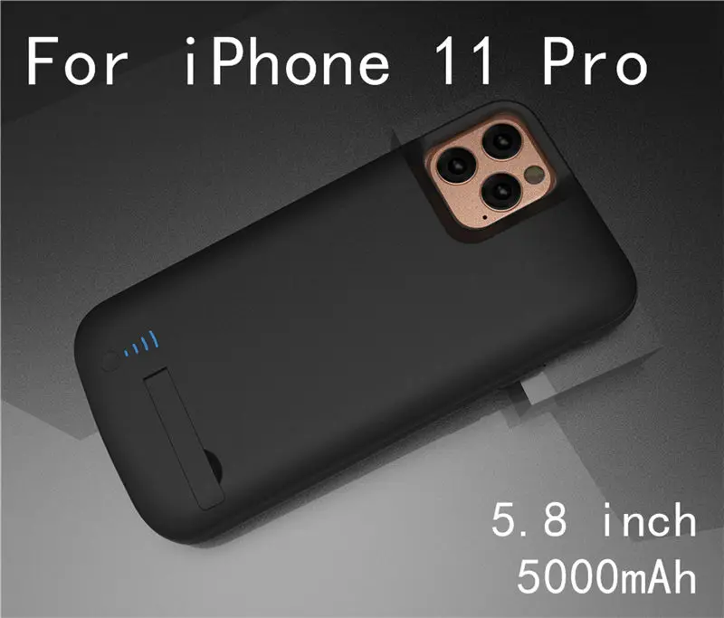 6000 мАч зарядное устройство чехол для iPhone 11 Pro Max резервного питания банк зарядки чехлы для iPhone 11 ударопрочный корпус питания крышка 2A - Цвет: i11 Pro-Black
