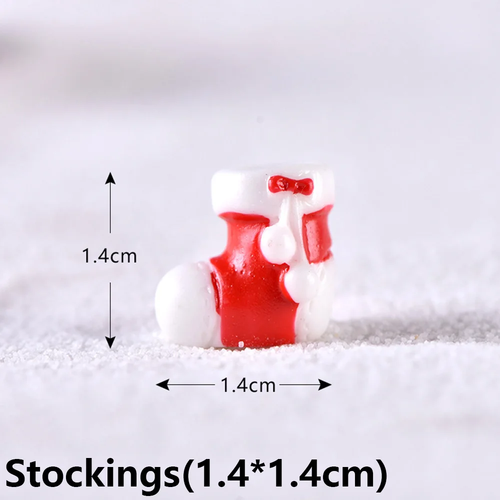 Stocking(1.4x1.4cm) 1 шт. подарок микро бонсай для пейзажа Сказочный Сад домашний Декор Фигурка снеговика Мини Санта Клаус рождественские украшения аксессуары - Цвет: Stocking(1.4x1.4cm)